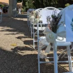 Décoration de chaises de mariage, baptême, cérémonie laïque