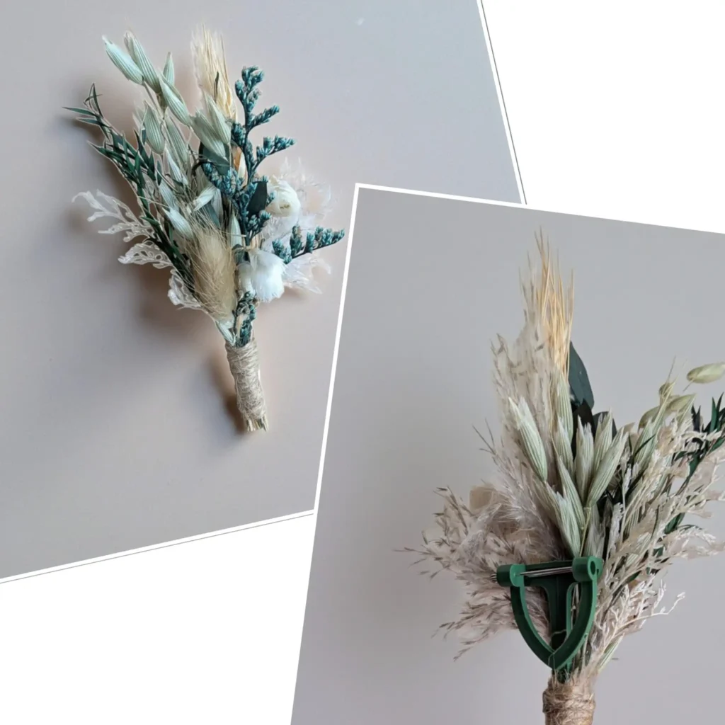 Boutonnière homme mariage artisanale – détail fleurs séchées