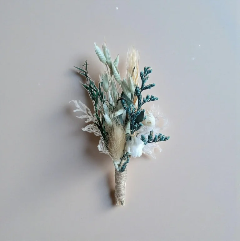 Boutonnière de mariage Homme - Sauge & Blé