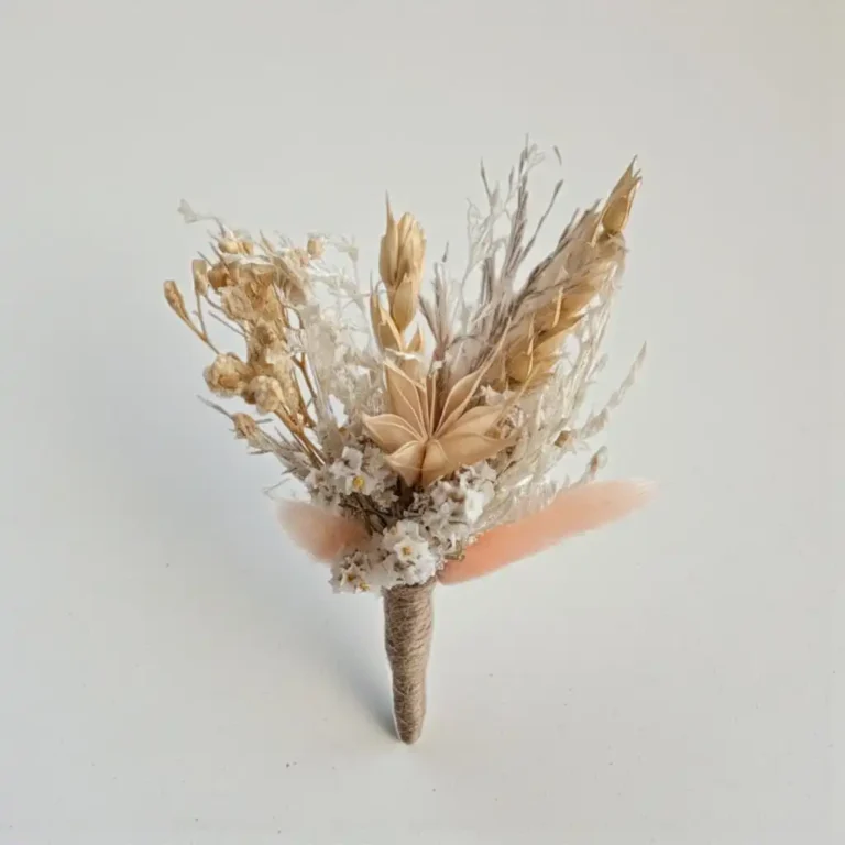 Boutonnière Blé d’Or – Champêtre Beige | Fleurs Séchées