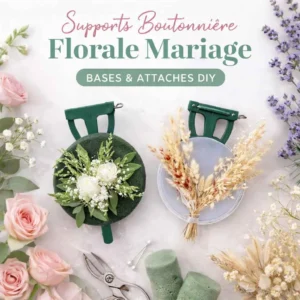 Supports boutonnière florale mariage DIY avec base mousse pour fleurs fraîches et pastille transparente pour fleurs séchées