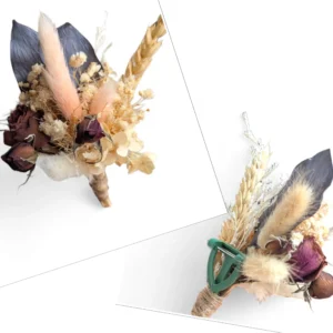 Boutonnière Sienna – Bordeaux & Blé | Fleurs Séchées