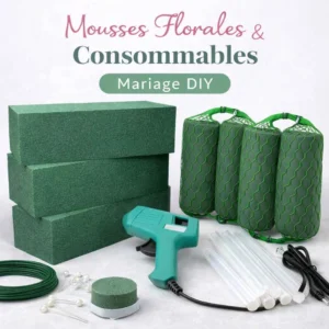 Mousse florale mariage en pain et guirlande, pistolet à colle, bâtons thermofusibles et accessoires pour créations florales DIY