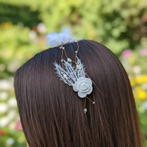 Accessoire cheveux mariage plumes