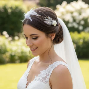 Accessoire cheveux mariage plumes